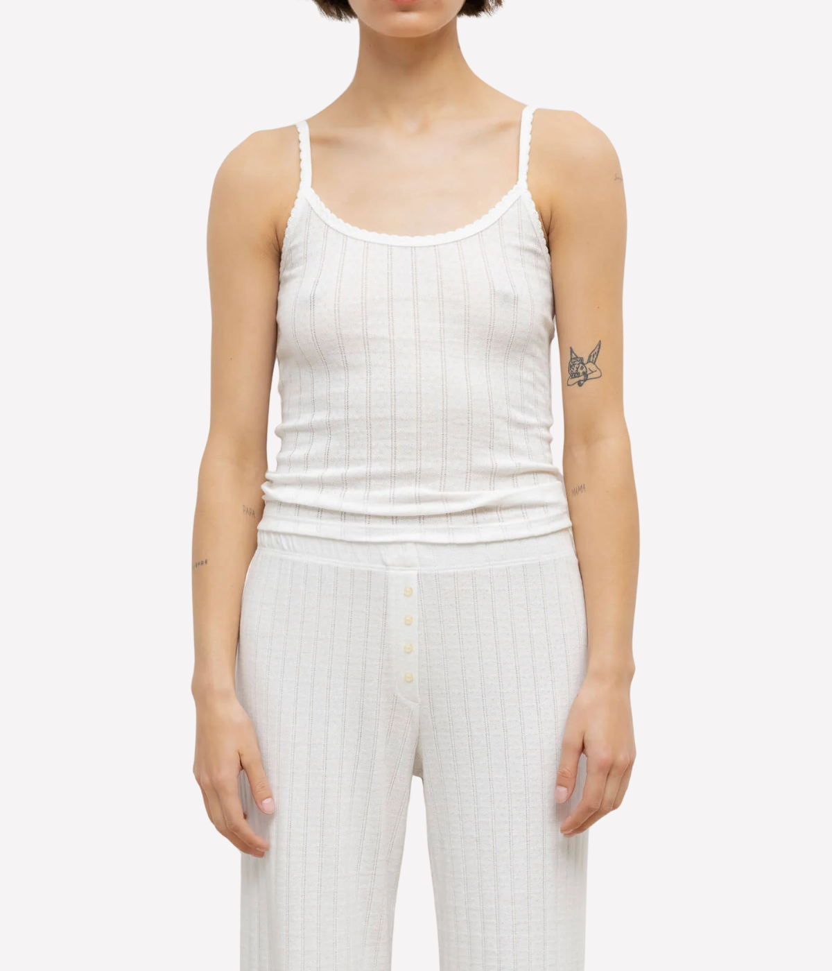 Pointelle Classic Tank Top in White