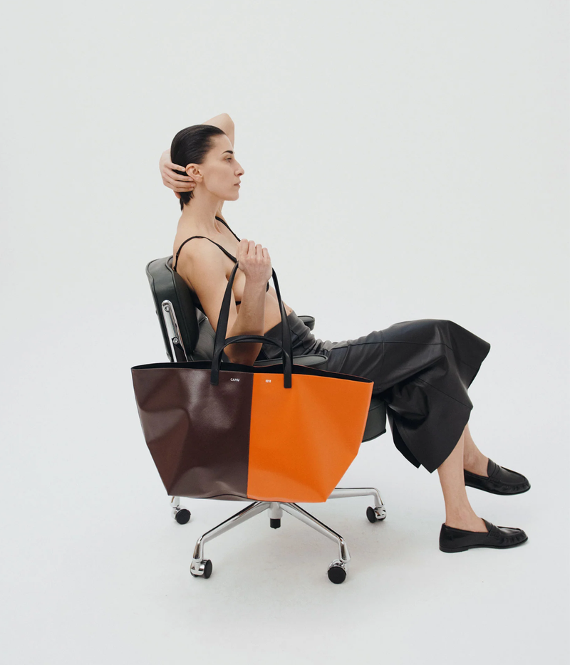 Pratique Zip Medium Bag in Brown & Orange