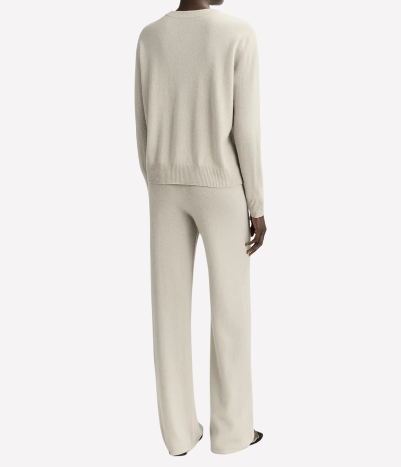 Soft Goat Cashmere Wide Leg Pant in Chalk – Back View