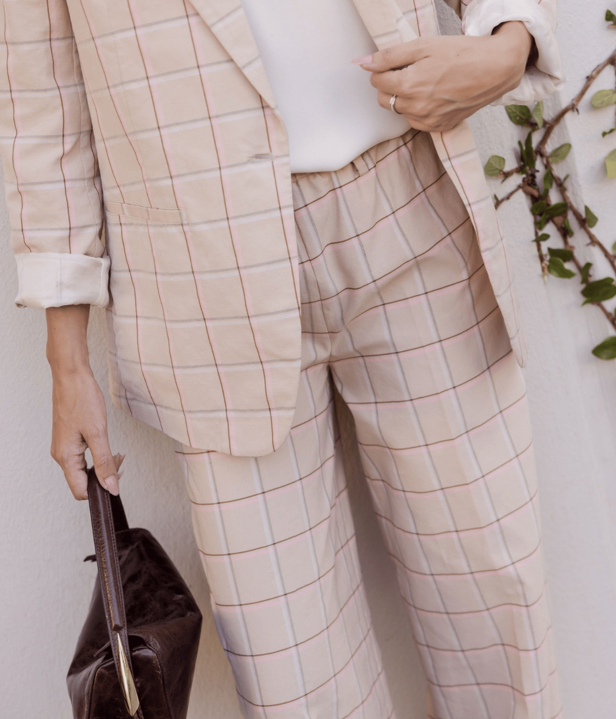 Organic Tartan Elasticated Loose Pants In Peonia