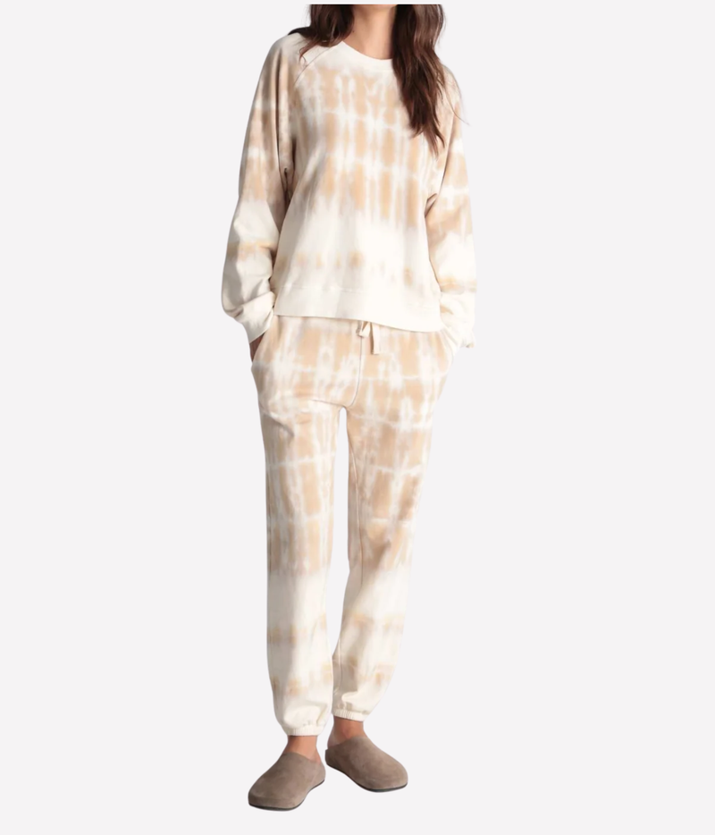 Electric & Rose - Ronan Horizon Sweatshirt in Dune Ivory - full body image of model wearing matching track set