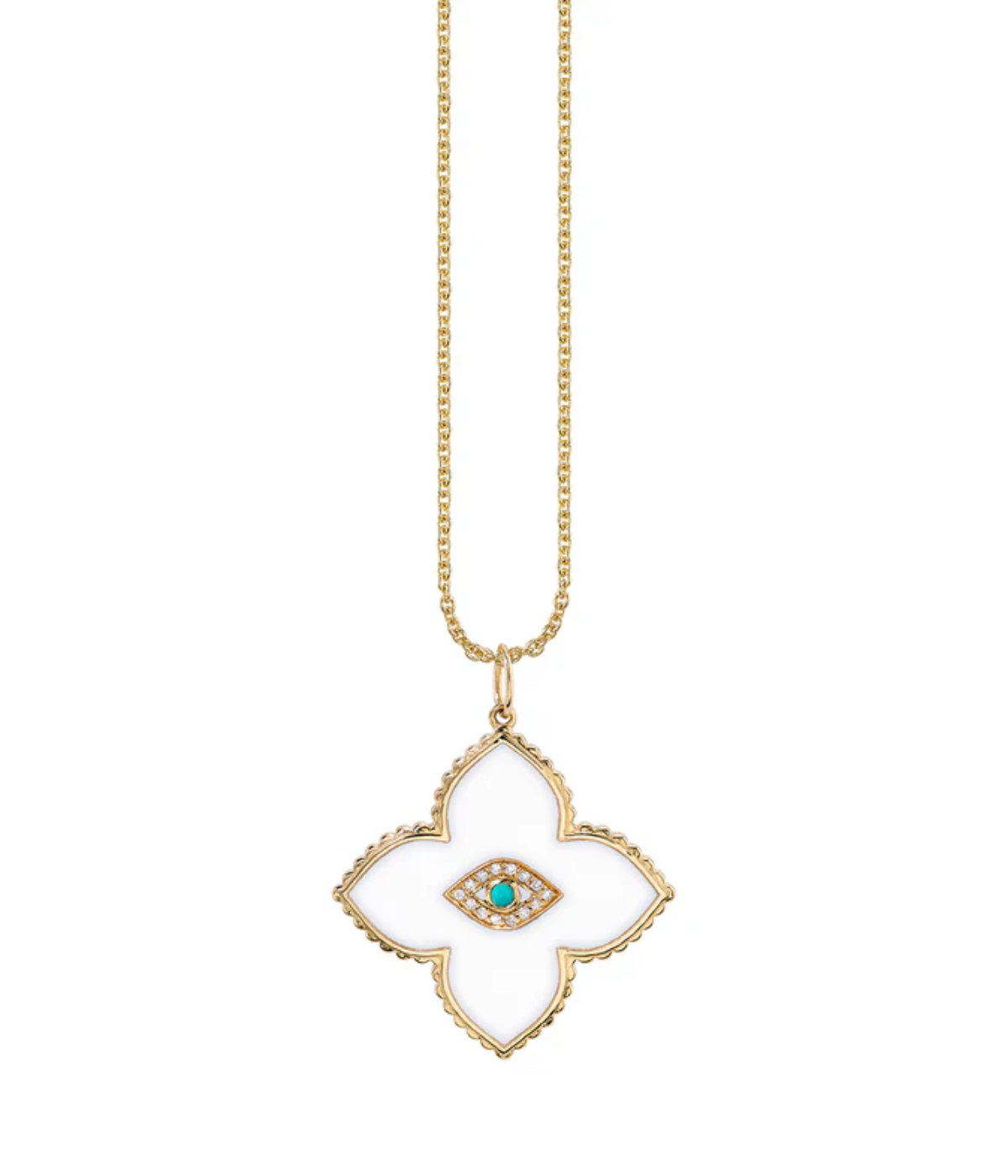 Marquise Eyes Moroccan Flower Necklace IN White