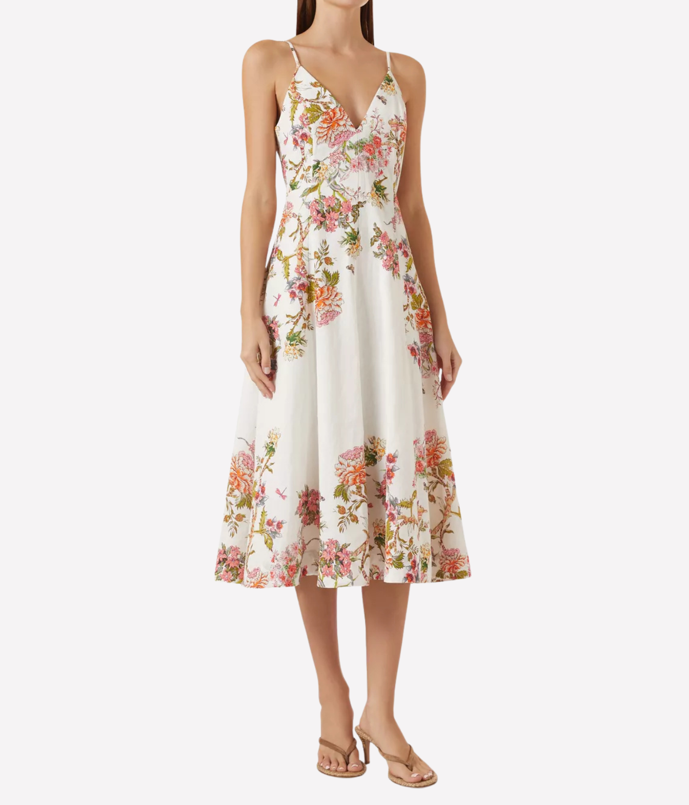 V Neck Midi Dress In Ivory