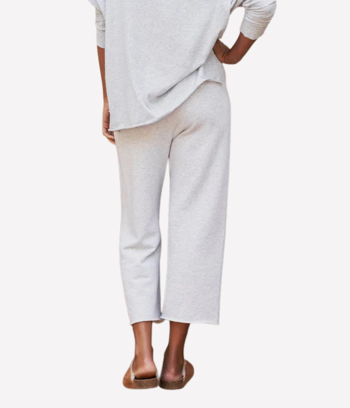 Catherine Cropped Sweatpant in Light Gray Melange