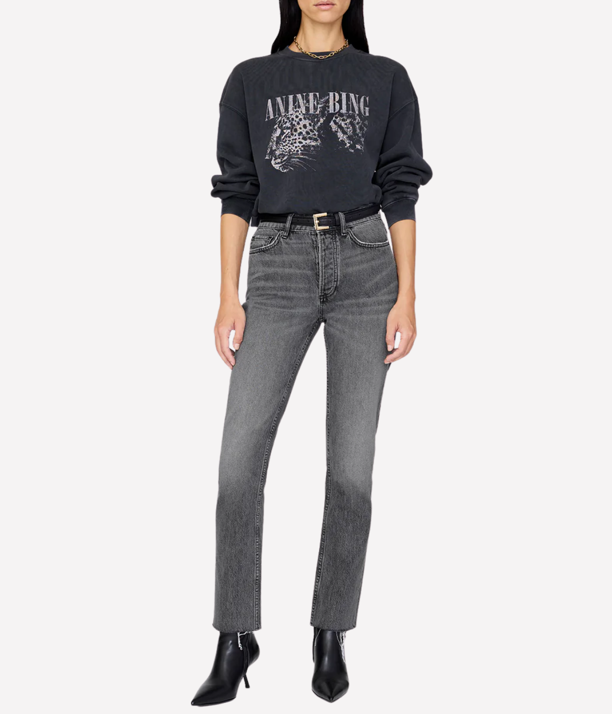 Spencer Leopard Sweatshirt in Washed Black