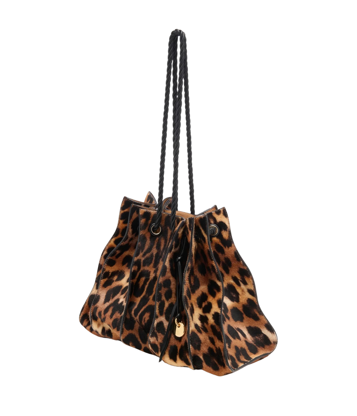 Adria Large Drawstring Tote In Leopard
