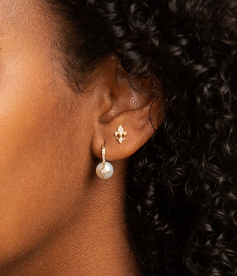 Pave Starburst Earrings In Pearl