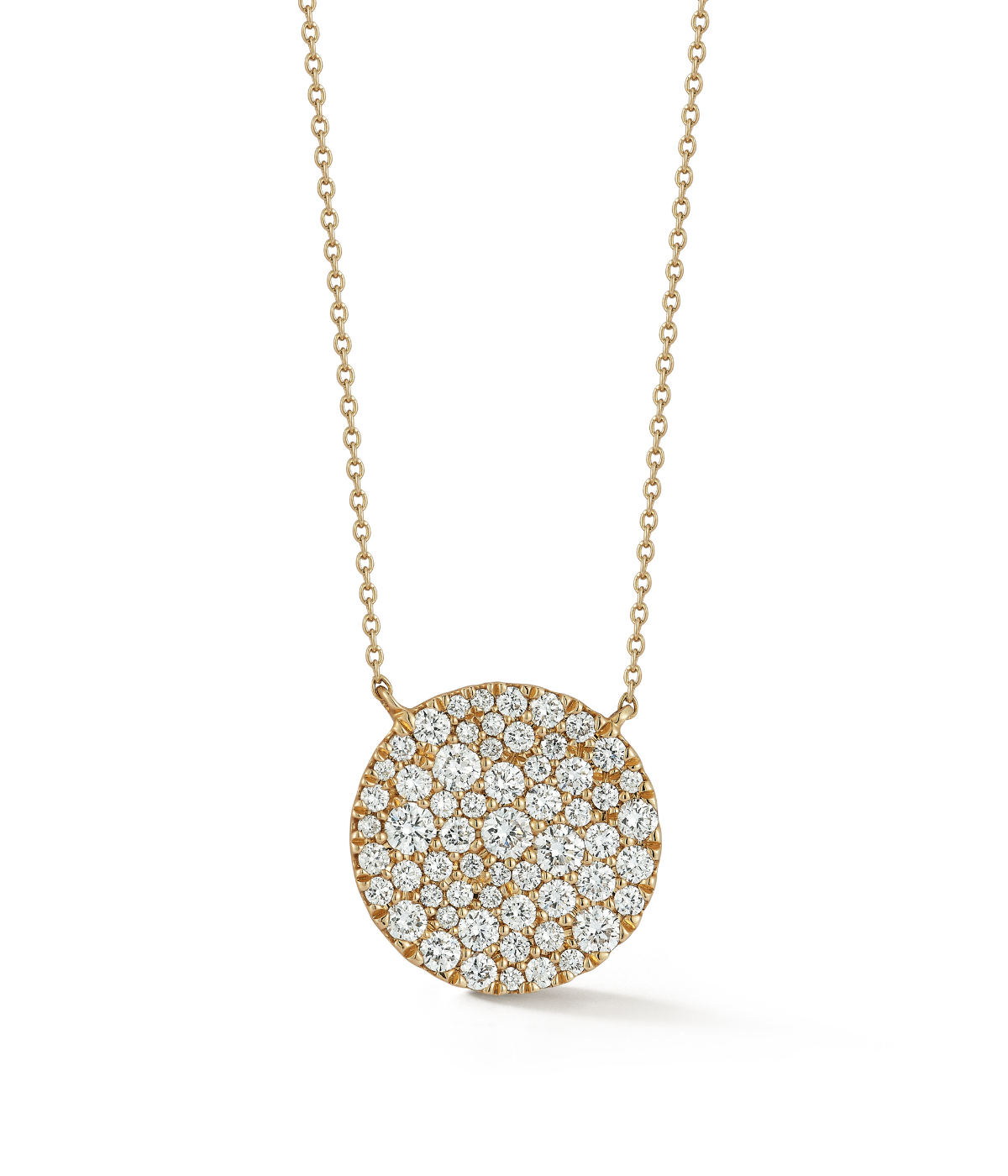 Lauren Joy Large Diamond Disc Necklace in 14k Yellow Gold