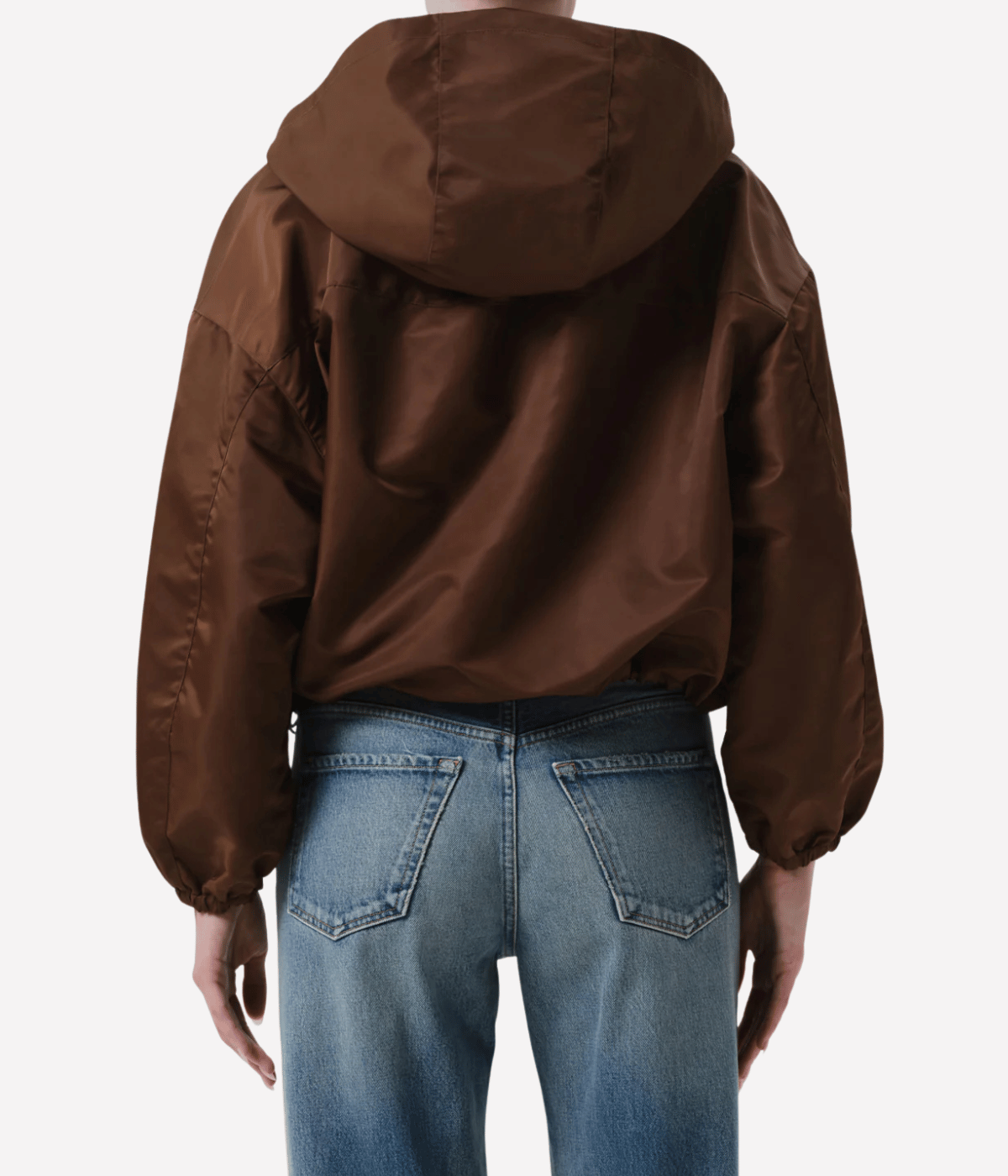 Cropped Windbreaker in Brown
