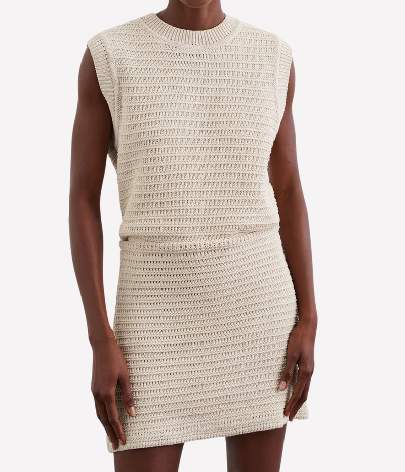 Soft Goat Mini Skirt in Beige – Front View