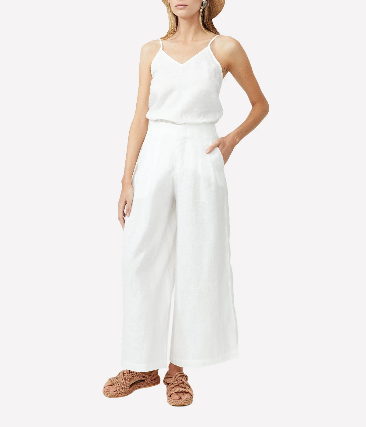 Culotte Linen Pant in White