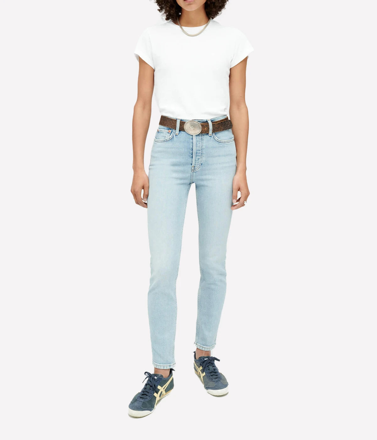 90s High Rise Ankle Crop Jean in Mid 90s