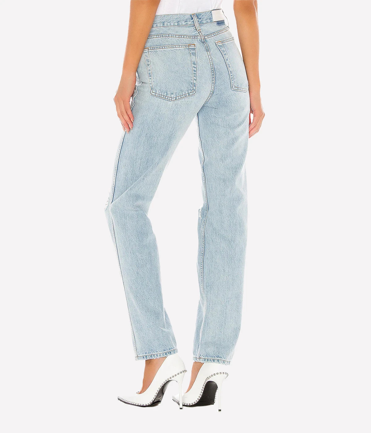 90s High Rise Loose Jean in Bleach Destroy