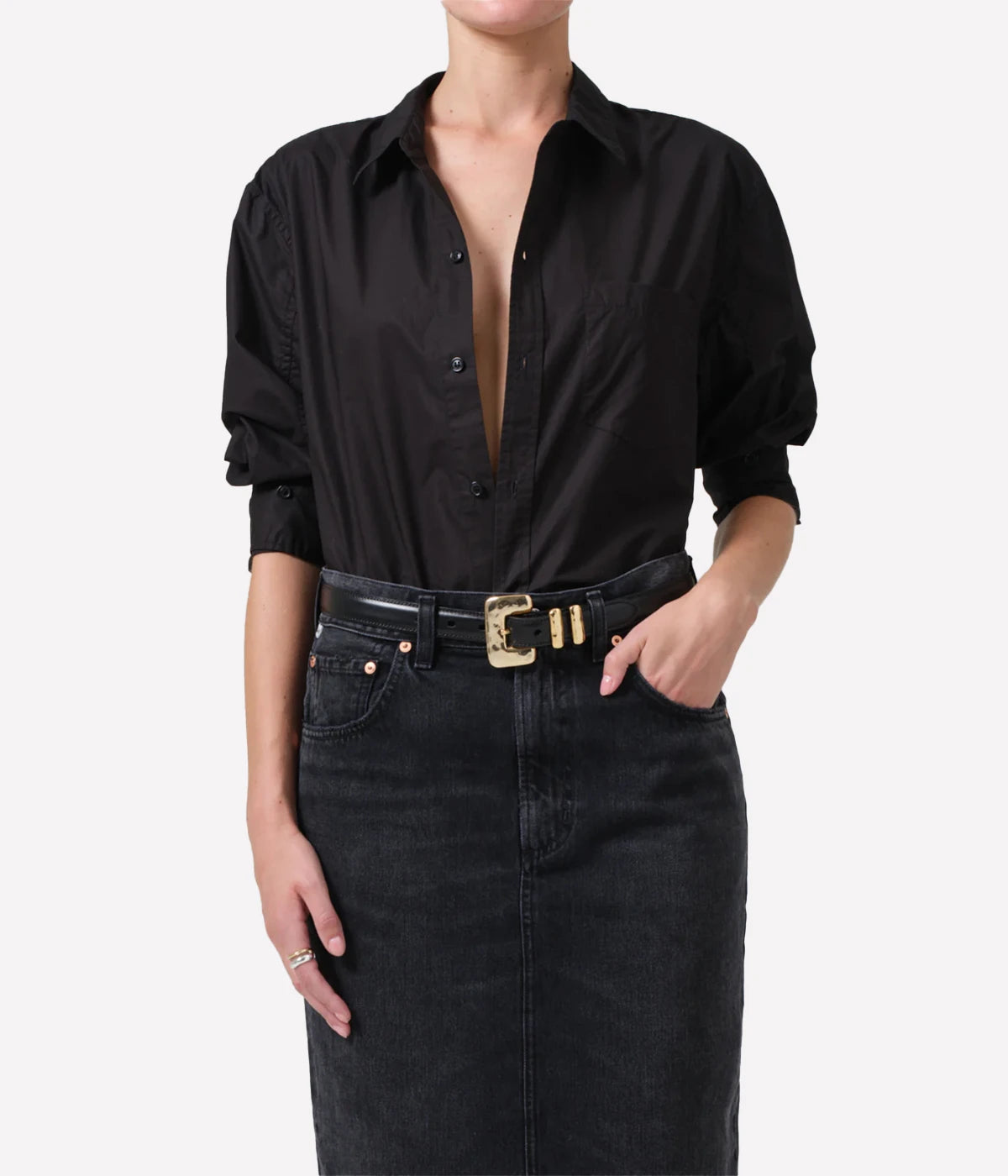 Kayla Shrunken Shirt in BLACK