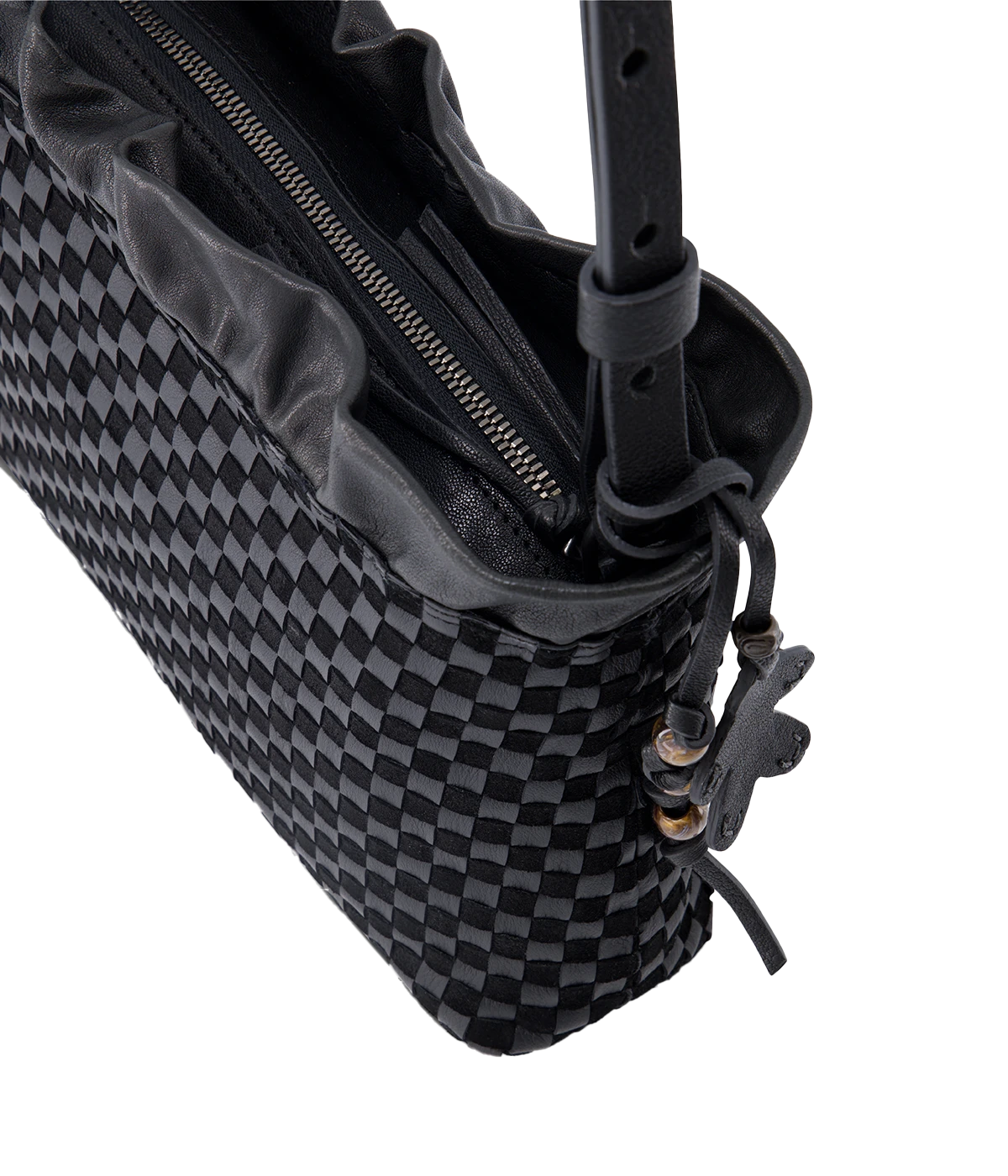 Bag Clutch Arricciato Zip in Nero