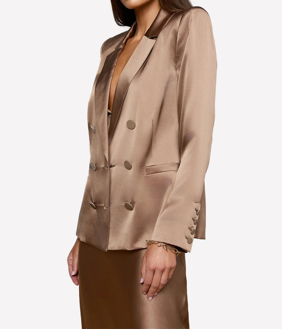 Sena Double Breasted Blazer In Portabella