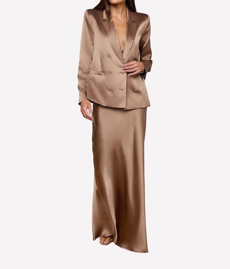 Sena Double Breasted Blazer In Portabella