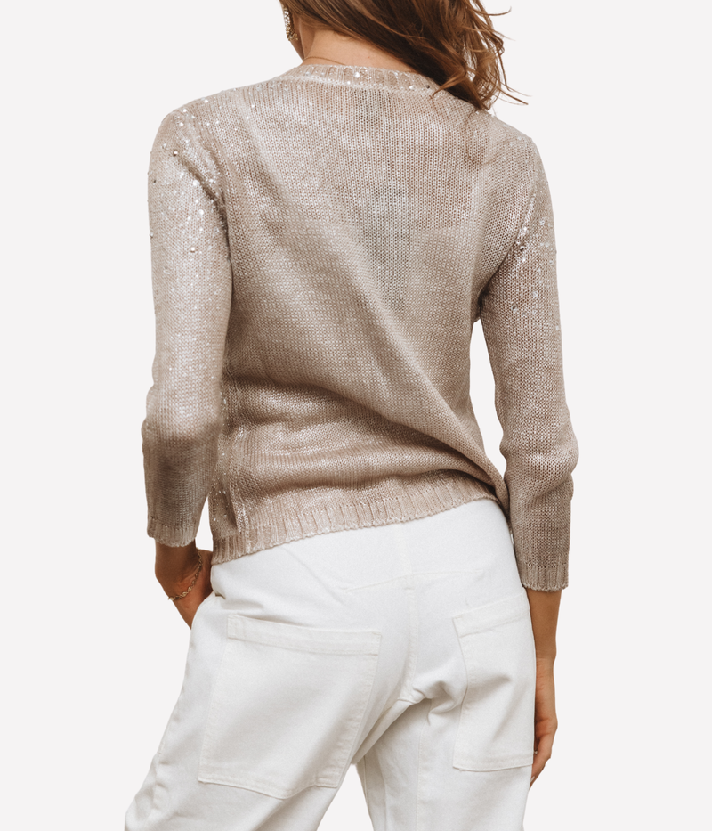 Women Studded Cardigan in Taupe