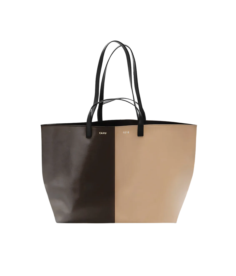 Pratique Zip Medium Bag in Brown & Cream