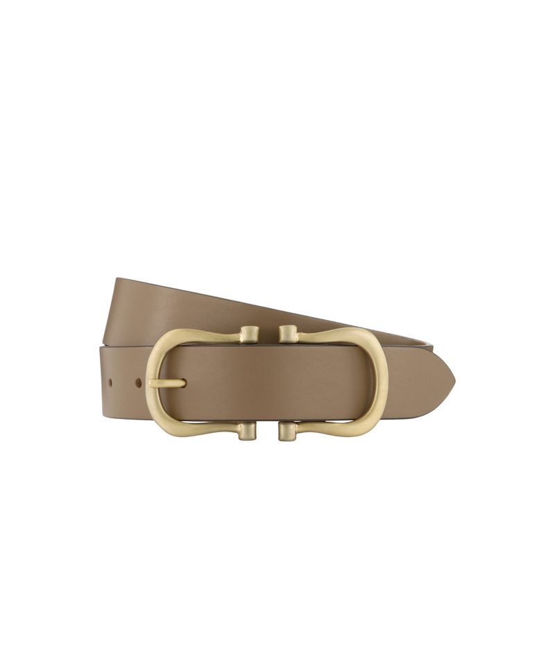 Baby Brushed Gold Nicky X Belt in Mushroom