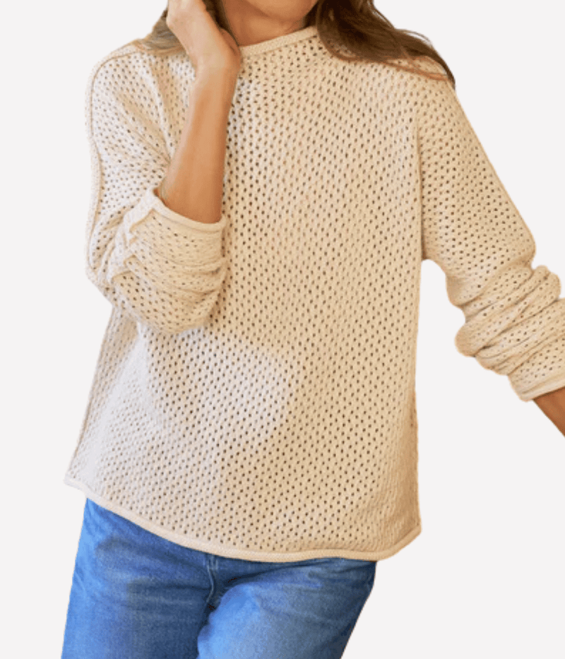Monterey Pointelle Sweater in Sand