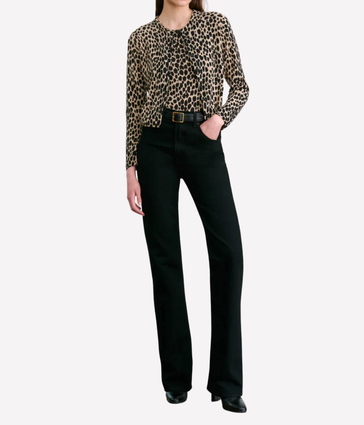 Keelah Cardigan in Taupe & Black Cheetah