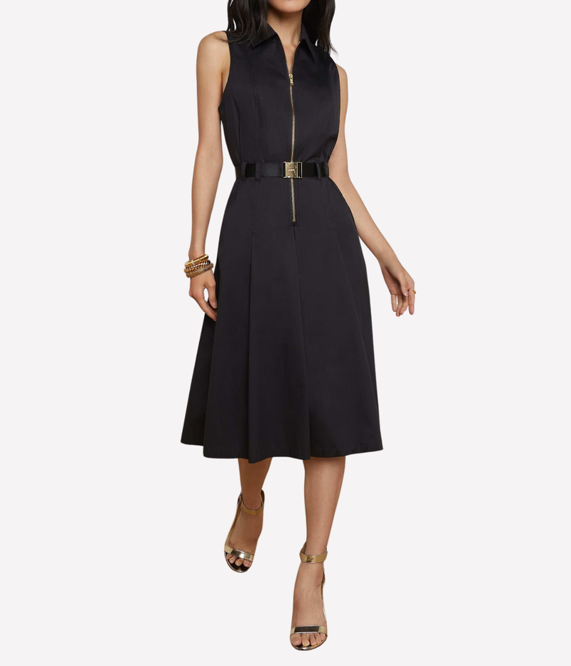 Kylo Belted Shirt Dress in Black Gold