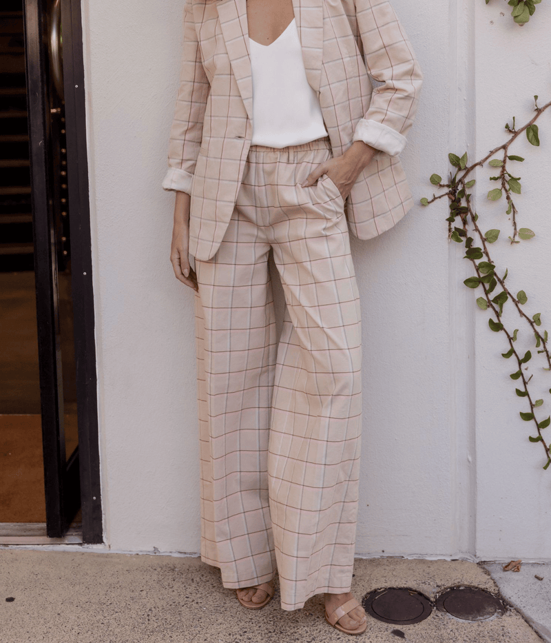 Organic Tartan Elasticated Loose Pants In Peonia