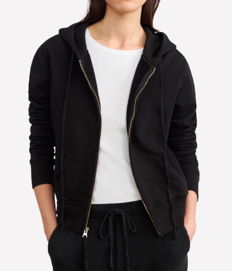 Callie Zip Up Hoodie in Washed Black