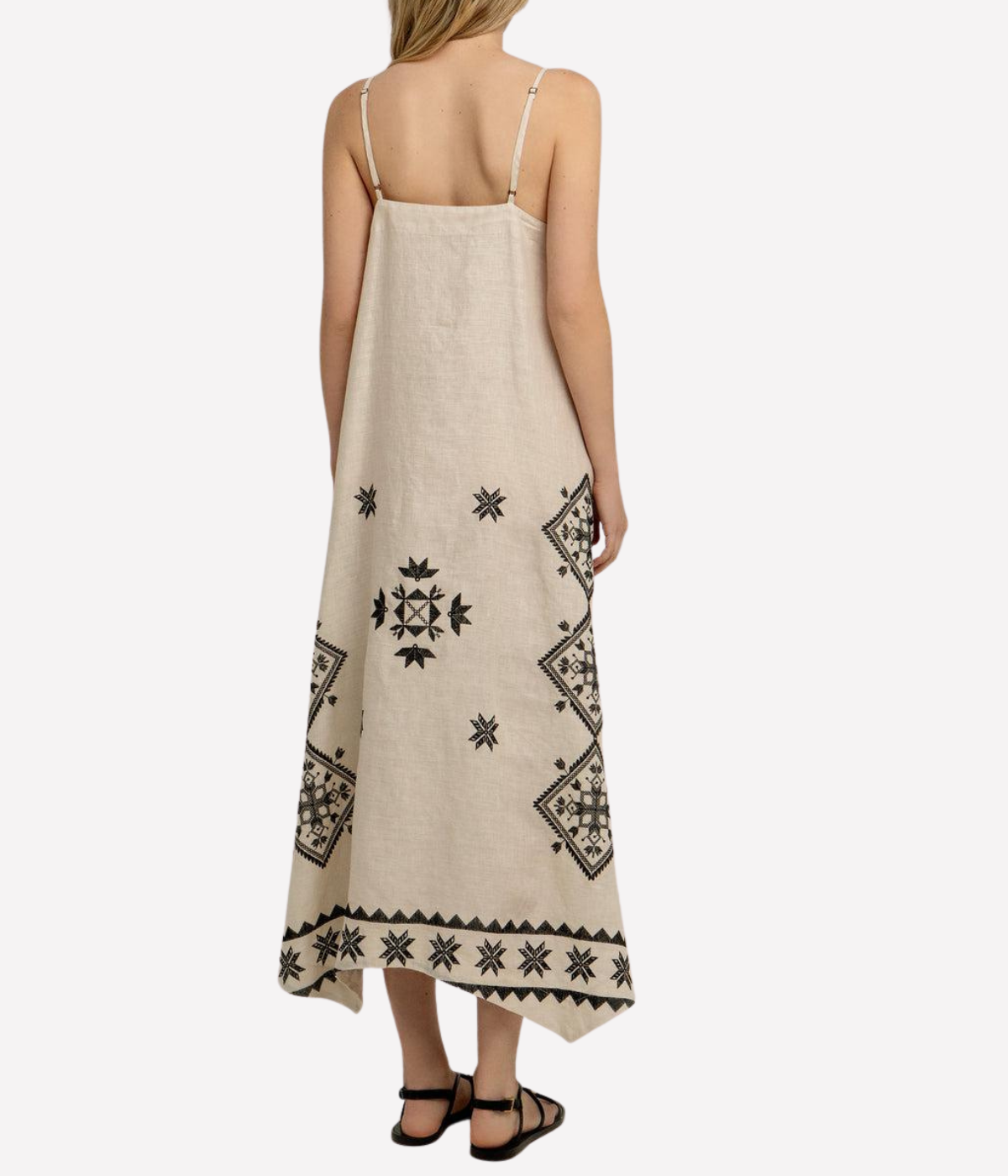 Lefkada Strap Long Dress in Beige Black