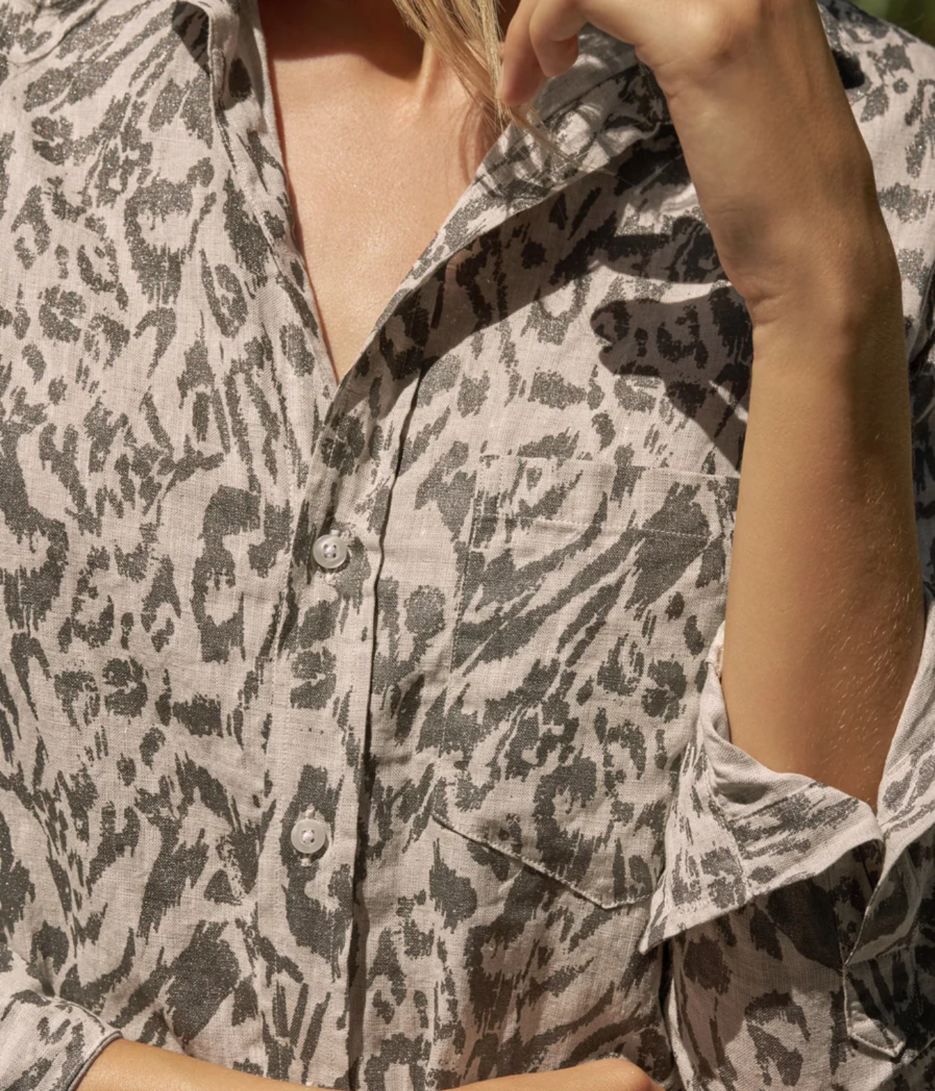 Rory Maxi Shirtdress in Glitter Animal Print