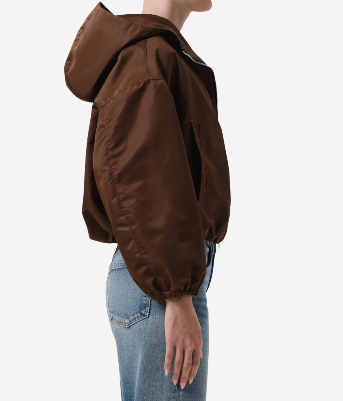 Cropped Windbreaker in Brown