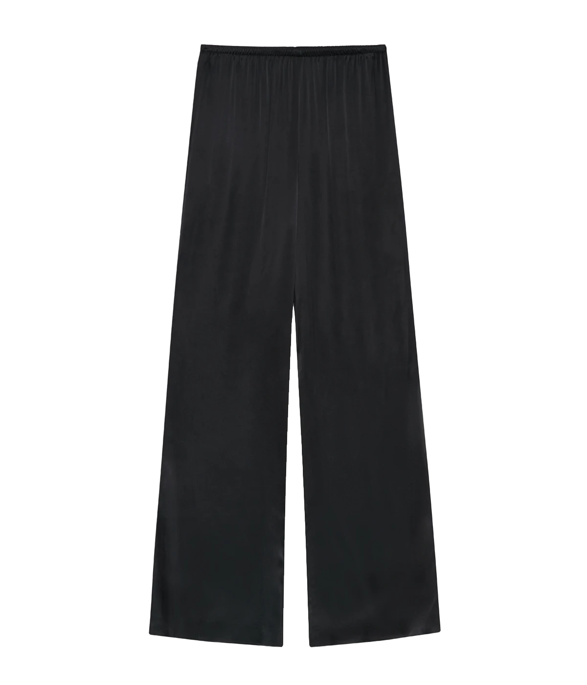 Black wide leg silk pants by designer Anine Bing,