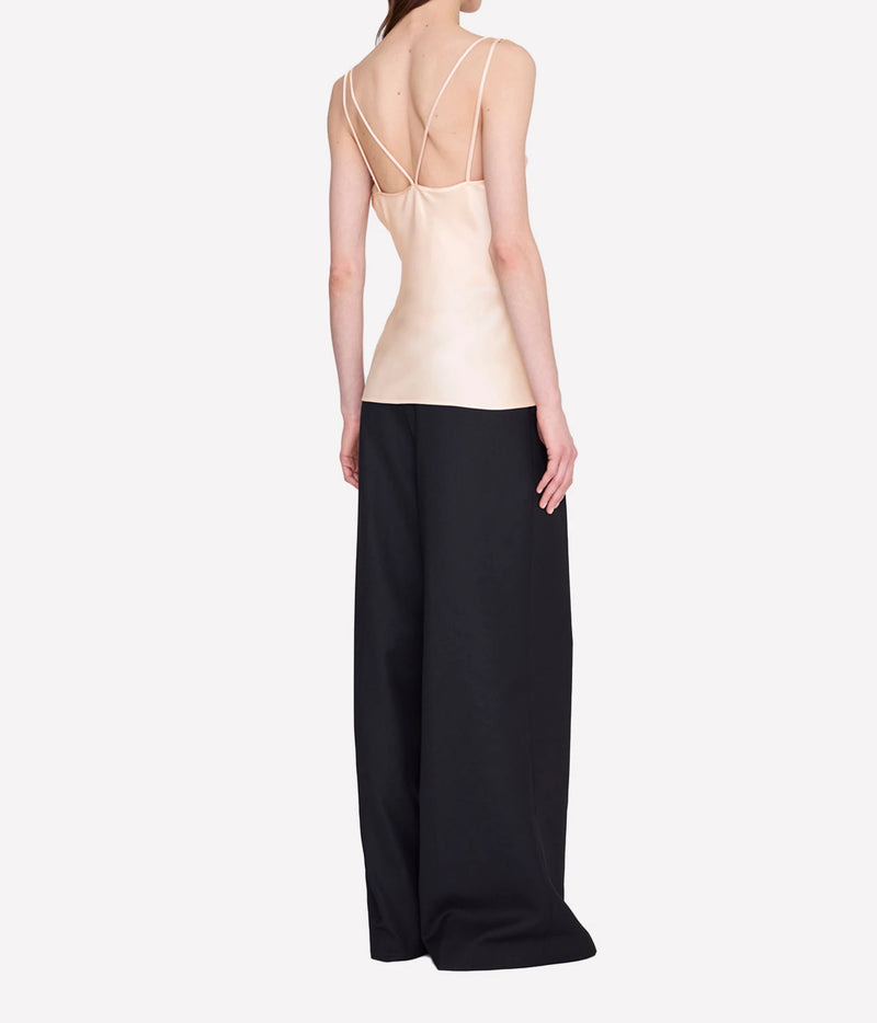 gold top by anine bing - blanca top in golden beige - full body model back shot