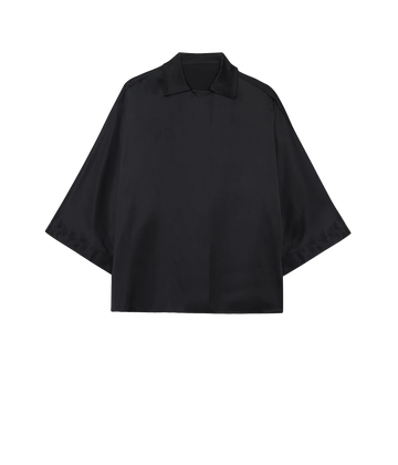 black short sleeve silk shirt by Anine Bing