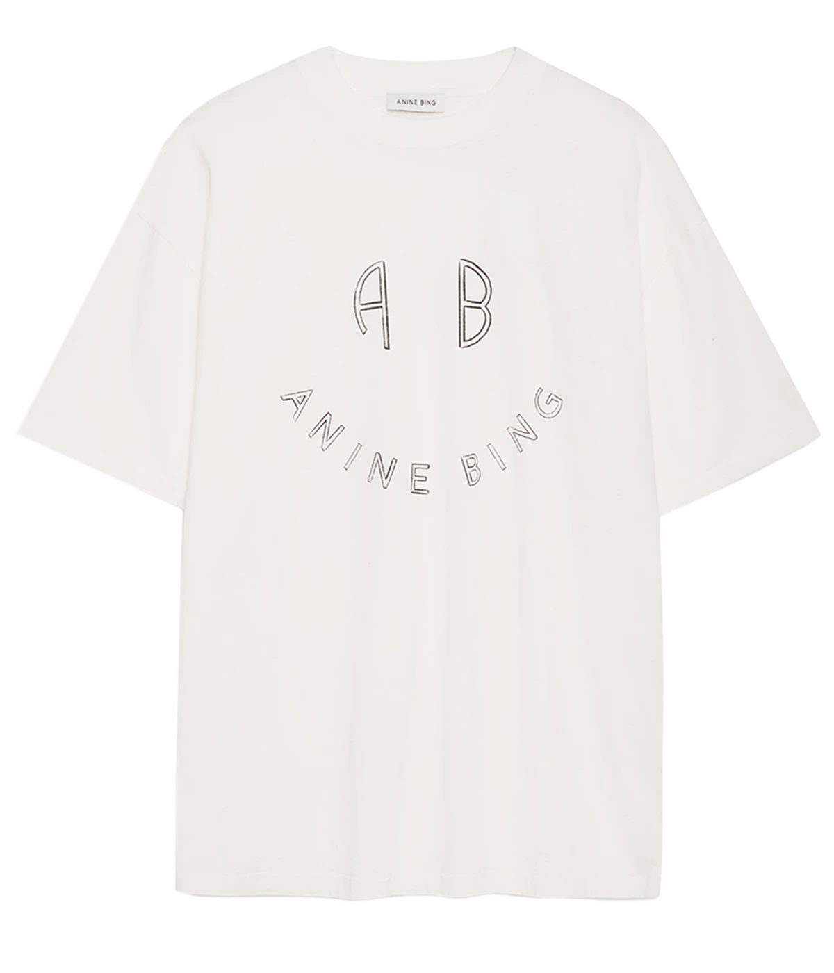 ALT text: Kent Tee Smiley in ivory, oversized organic cotton T-shirt with a boxy silhouette.