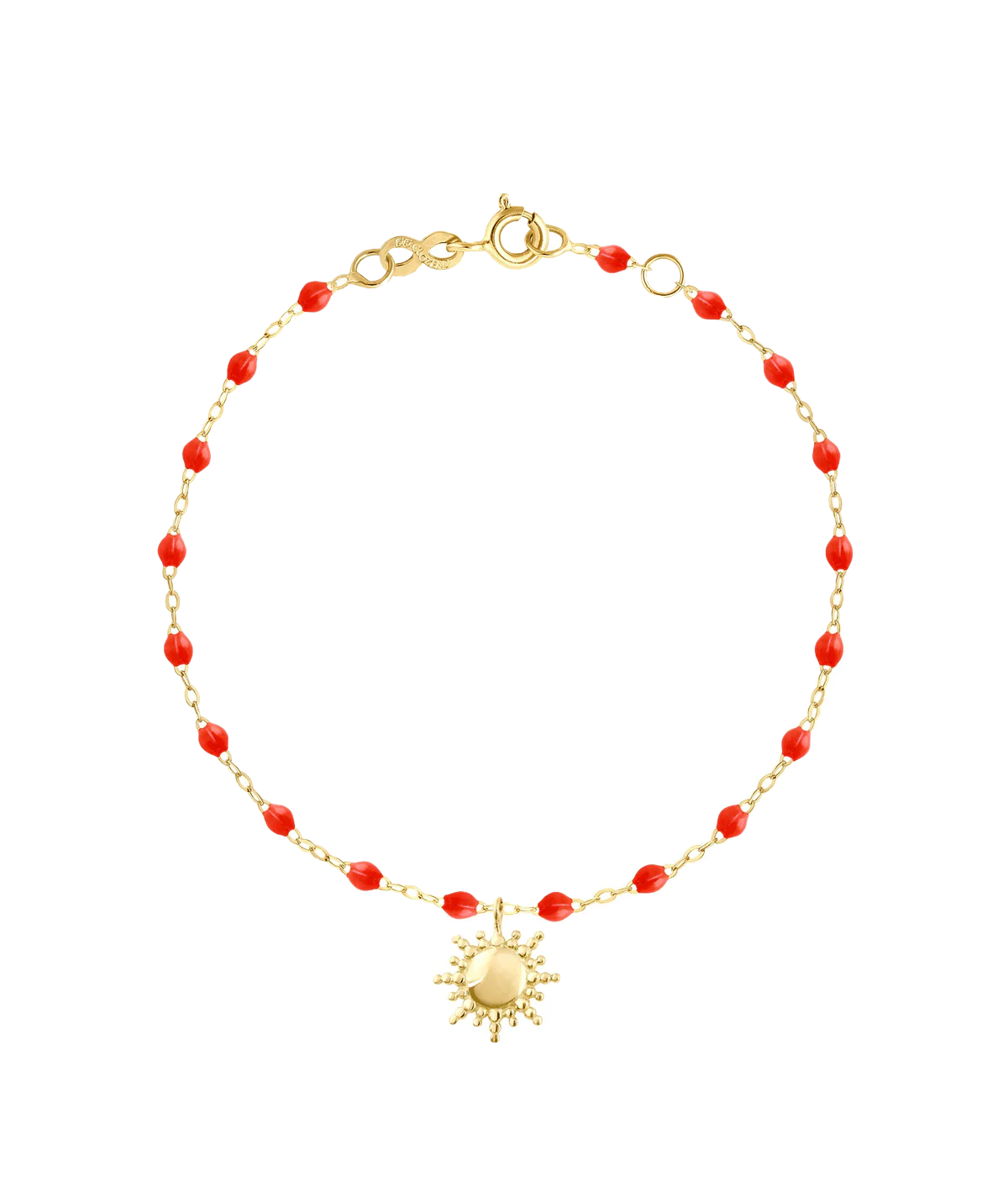 Soleil bracelet Yellow Gold and Coral 17 cm