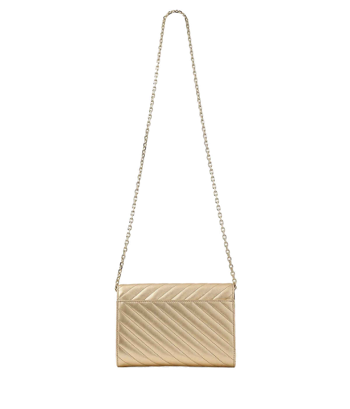Ava Curve Clutch In Shiny Gold