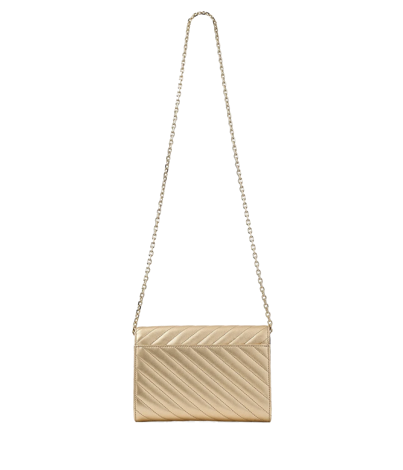 Ava Curve Clutch In Shiny Gold