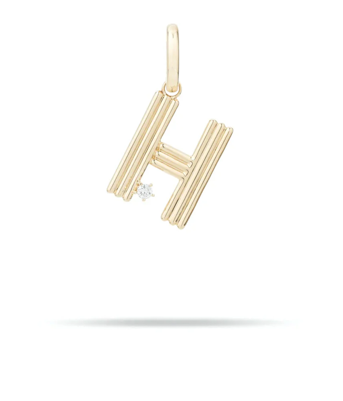 ALT text: 14K yellow gold letter  charm with prong-set diamond