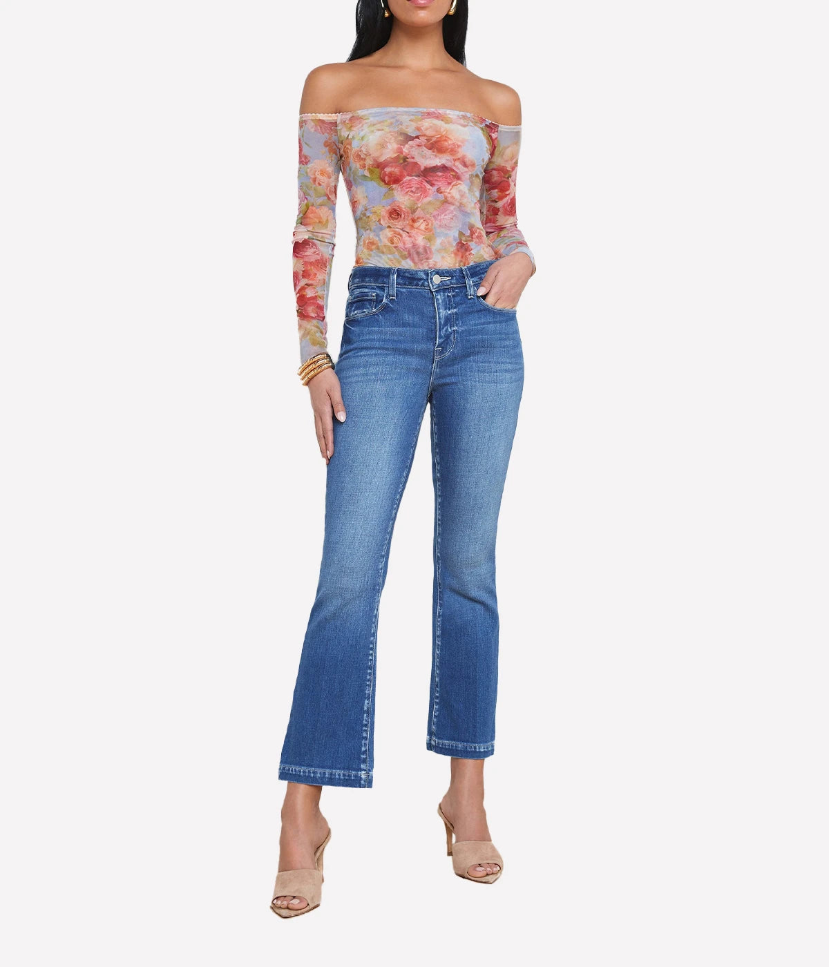 Ali High Rise Slim Flare Jean in Maywood