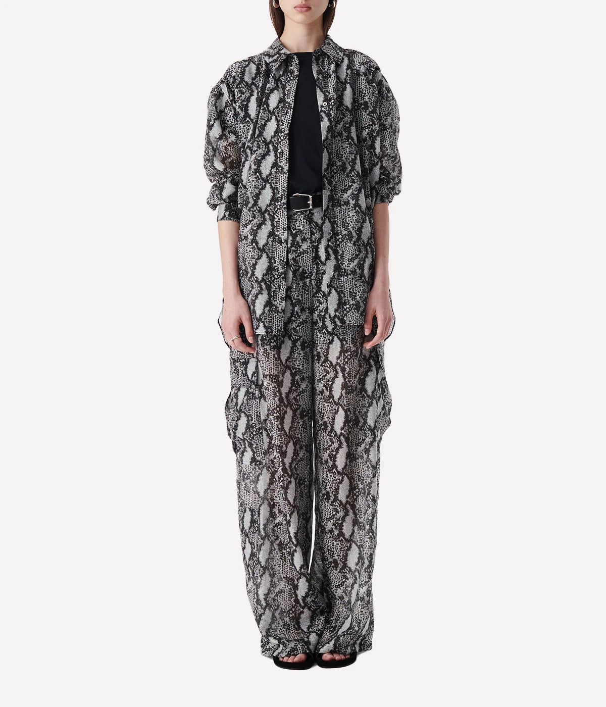 Aloune Shirt ln Black, White & Silver