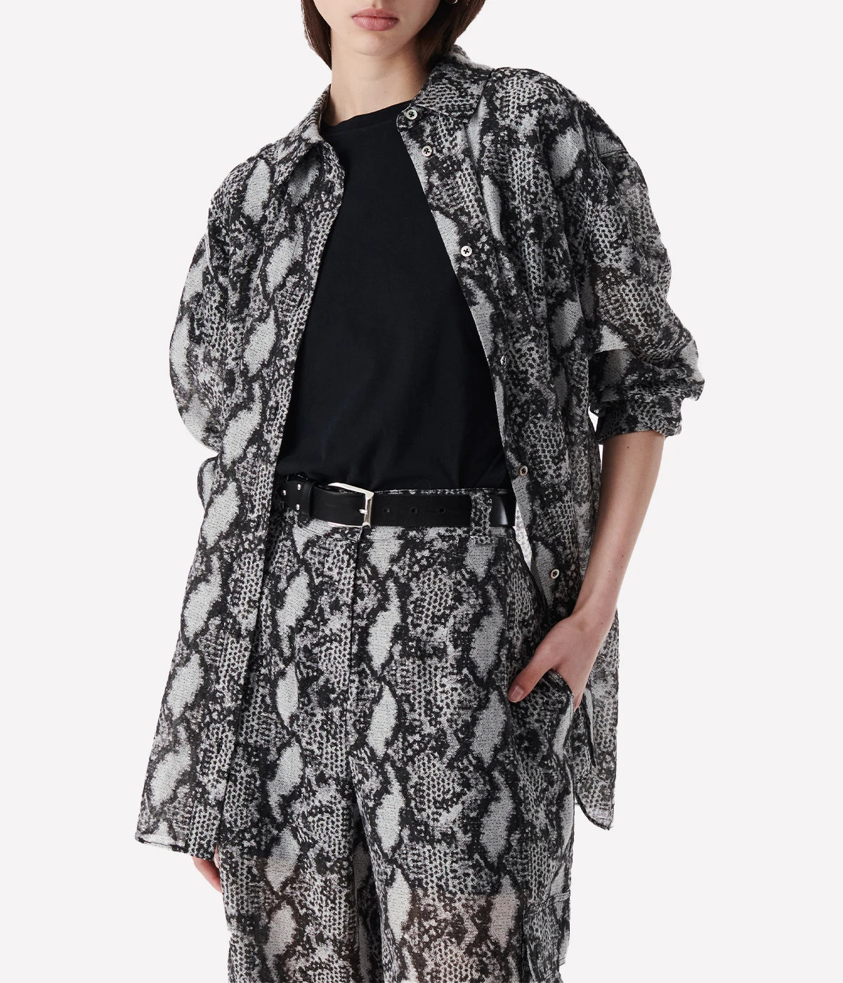 Aloune Shirt ln Black, White & Silver
