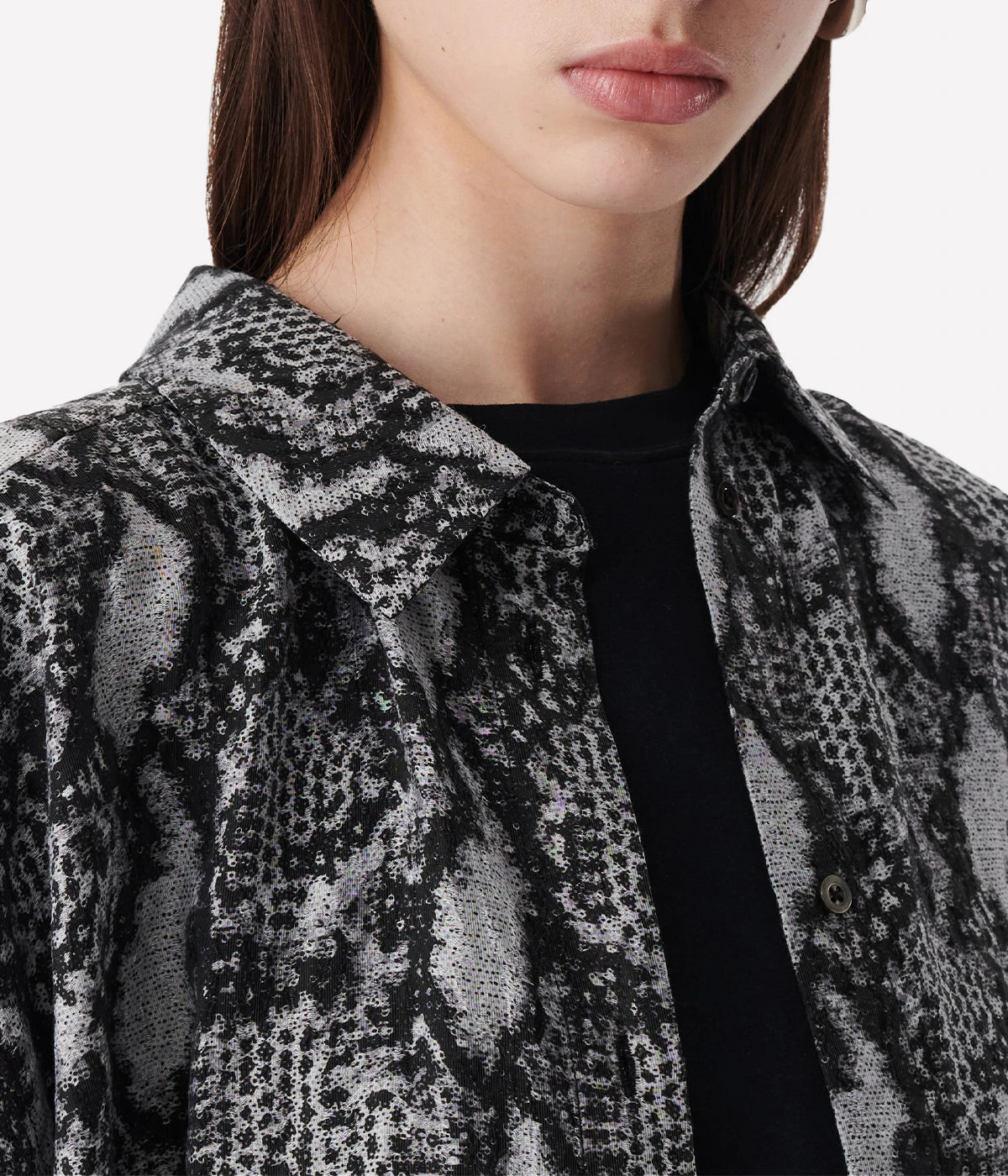 Aloune Shirt ln Black, White & Silver