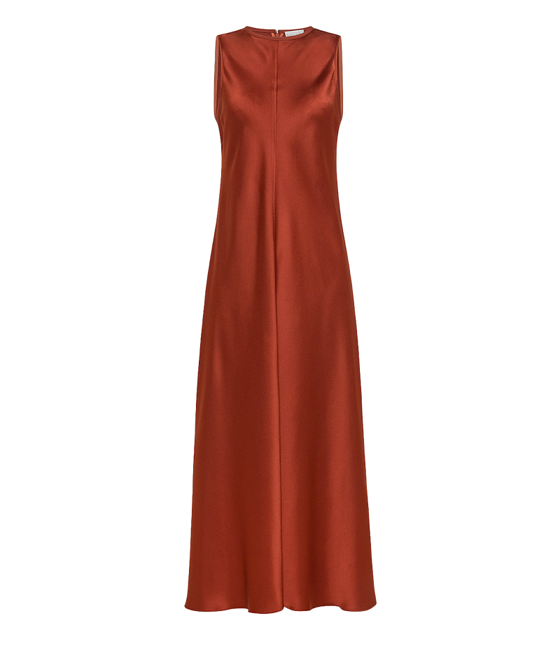 Alt Text: Envers Satin Roundneck Dress – Elegant roundneck dress in luxurious envers satin.