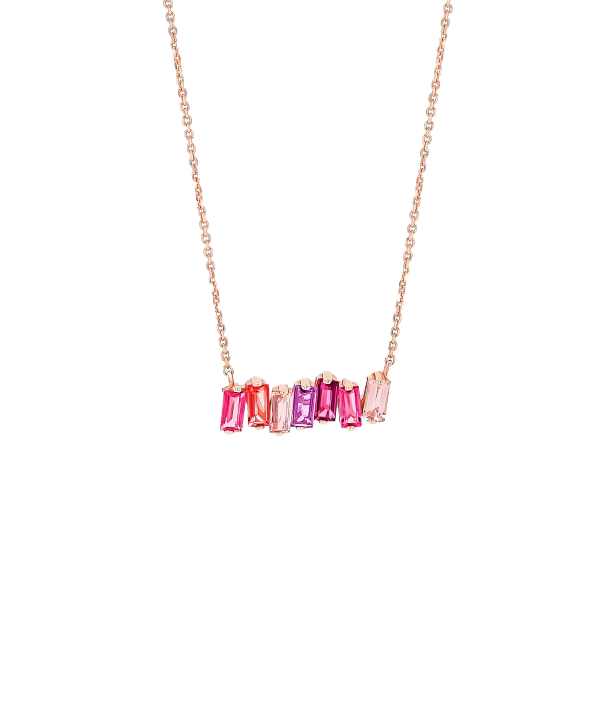 Amalfi Bar Necklace in 14K Rose Gold & Pink Topaz