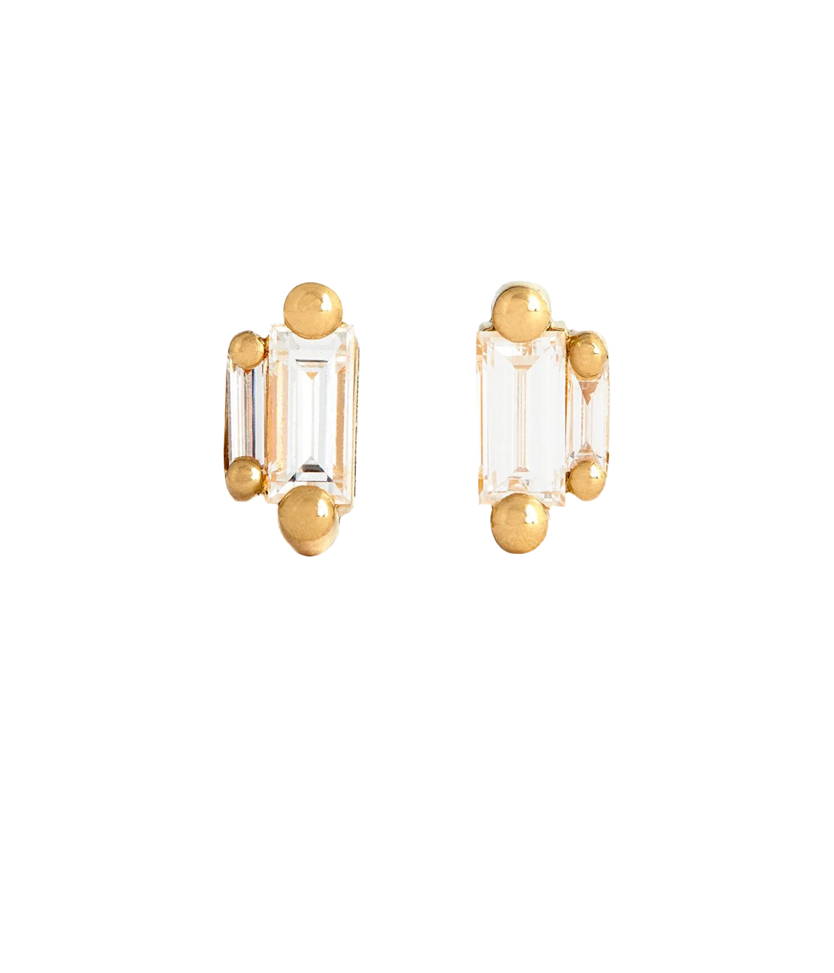 Amalfi Double Stack Studs in 14K Yellow Gold & White Topaz