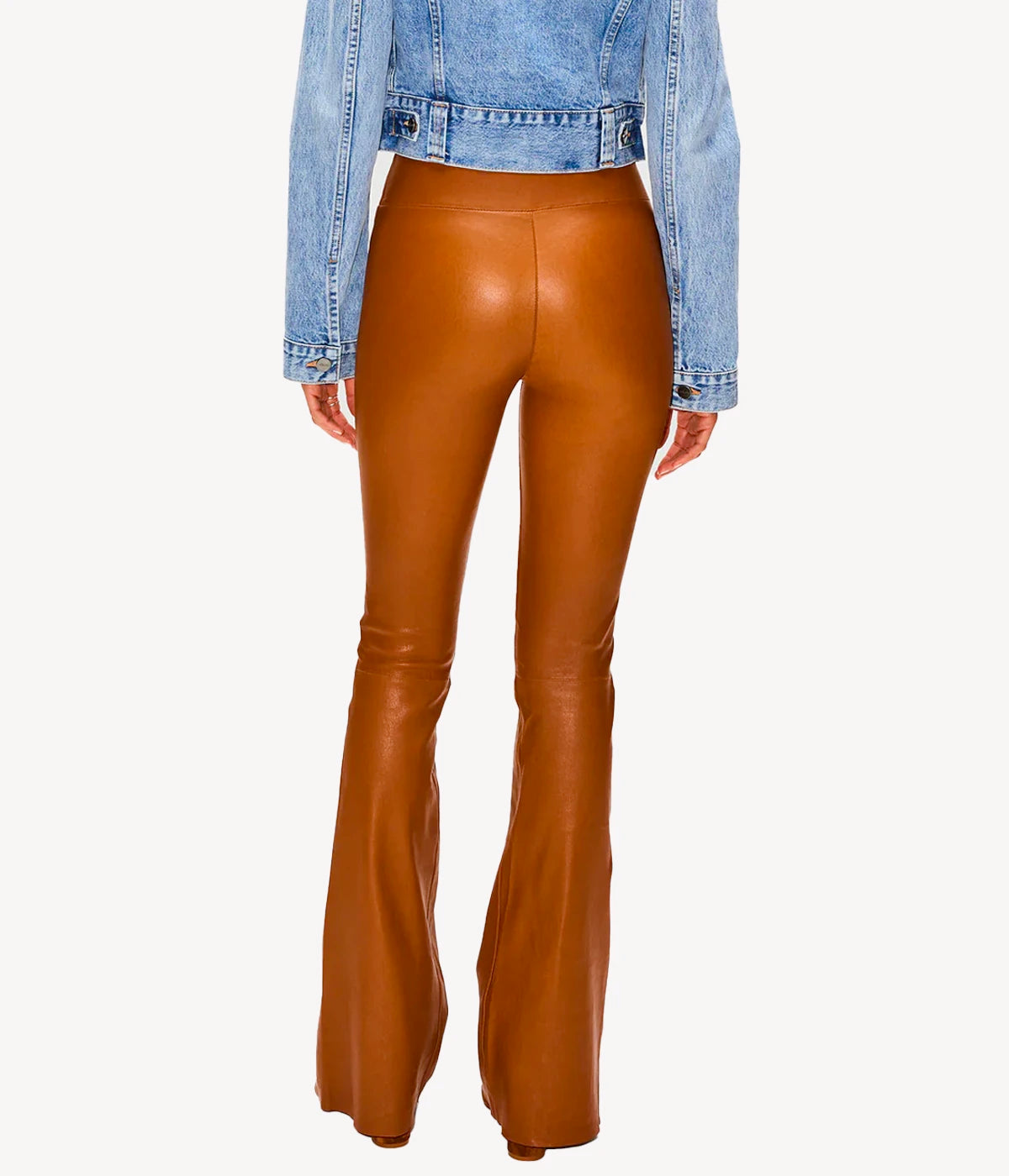 Ankle Flare Leather Legging in Walnut