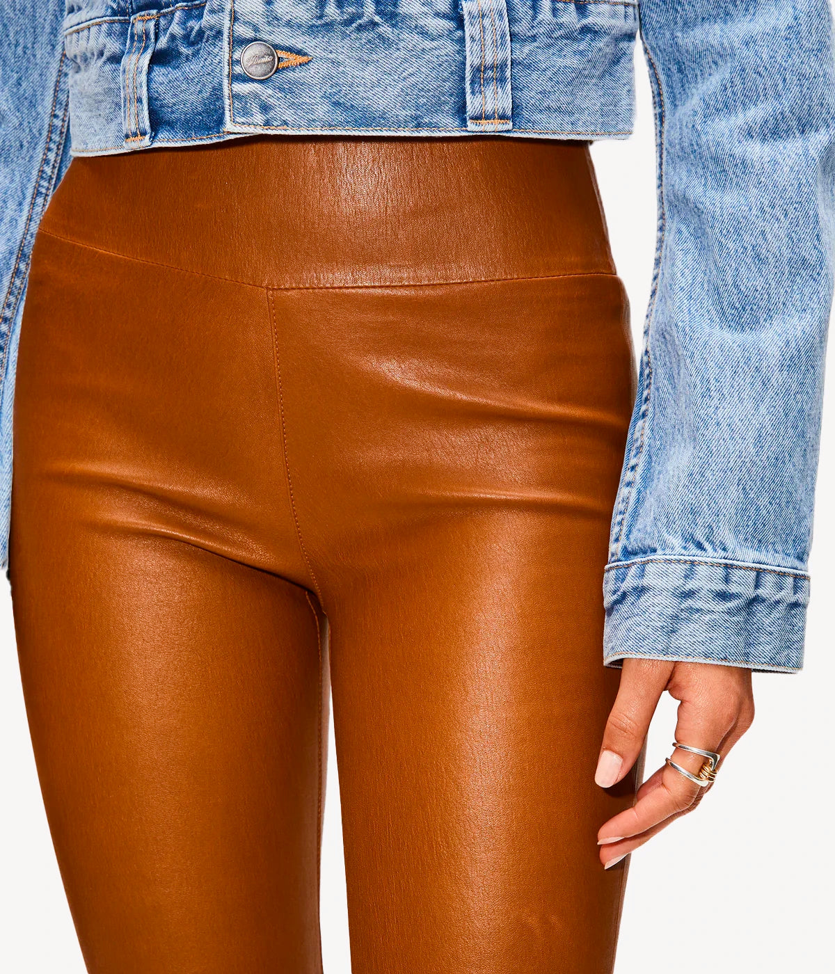 Ankle Flare Leather Legging in Walnut