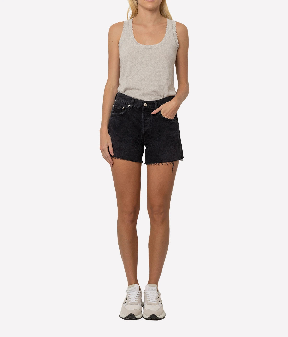 Annabelle Long Short Jean in Black Sea